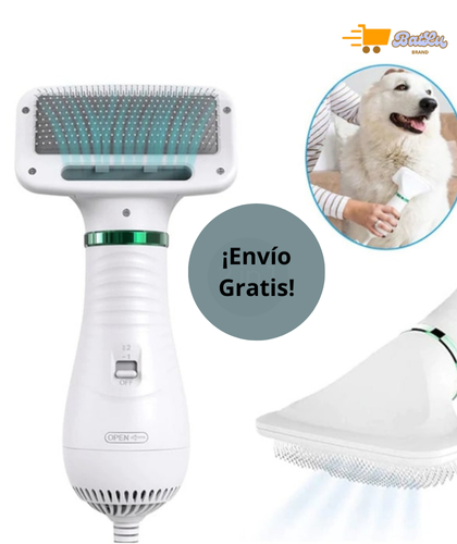 FluffyDry™ Pro – Cepillo-Secador Compacto para Mascotas 2 en 1